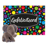 Keel Toys cadeaukaart gefeliciteerd - olifant knuffel - 18 cm - Pluchen speelgoed
