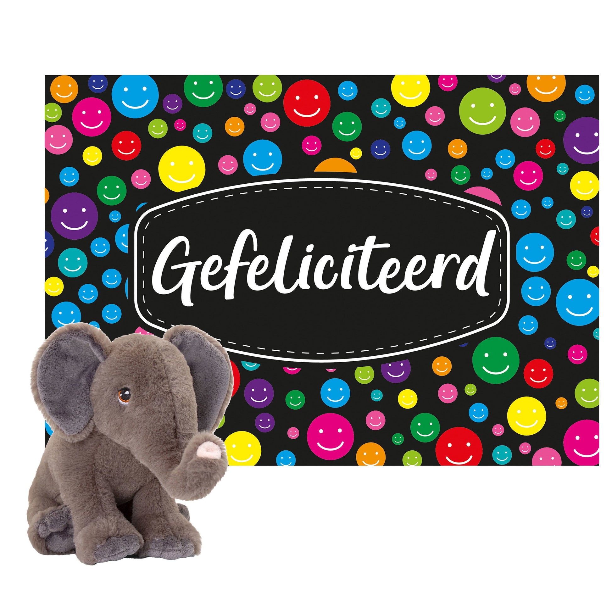 Keel Toys cadeaukaart gefeliciteerd - olifant knuffel - 18 cm - Pluchen speelgoed