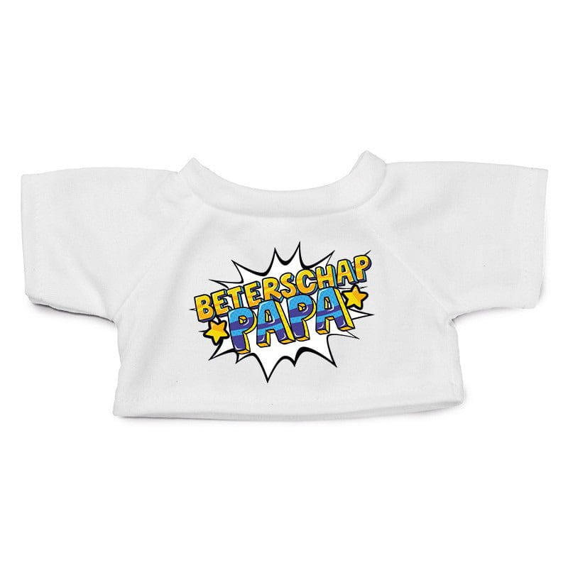 Knuffelkleding pop art beterschap papa t-shirt - wit - M - Pluchen speelgoed