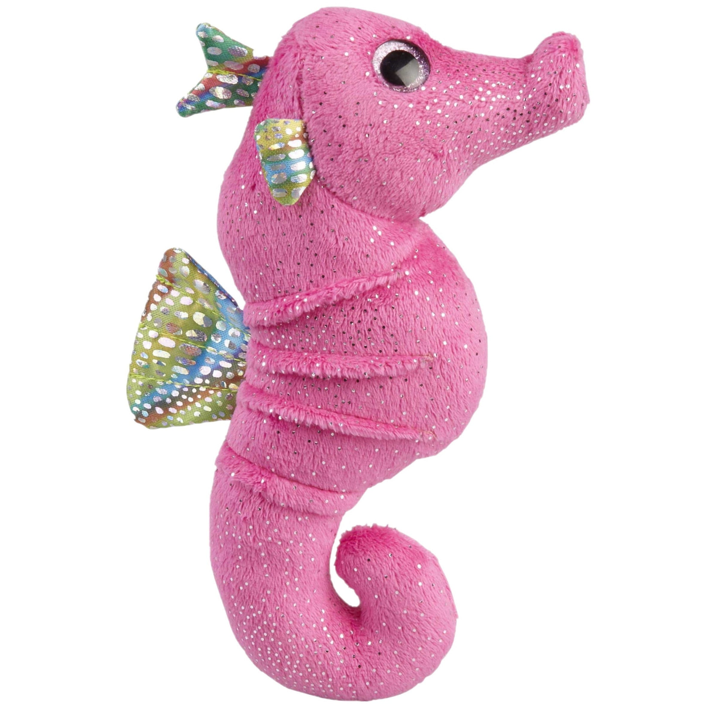 Pluche zeepaardje knuffel - glitter - 18 cm - Pluchen speelgoed