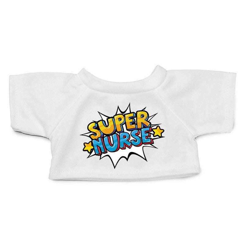 Knuffelkleding pop art - Super nurse - T-shirt wit - M - Pluchen speelgoed