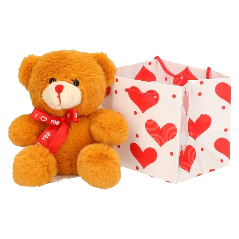 bruine-pluche-knuffelbeer-met-rood-sjaaltje-10-cm_10176893