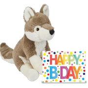 Verjaardag cadeau wolf - pluche - 23 cm - met kaart - Pluchen speelgoed