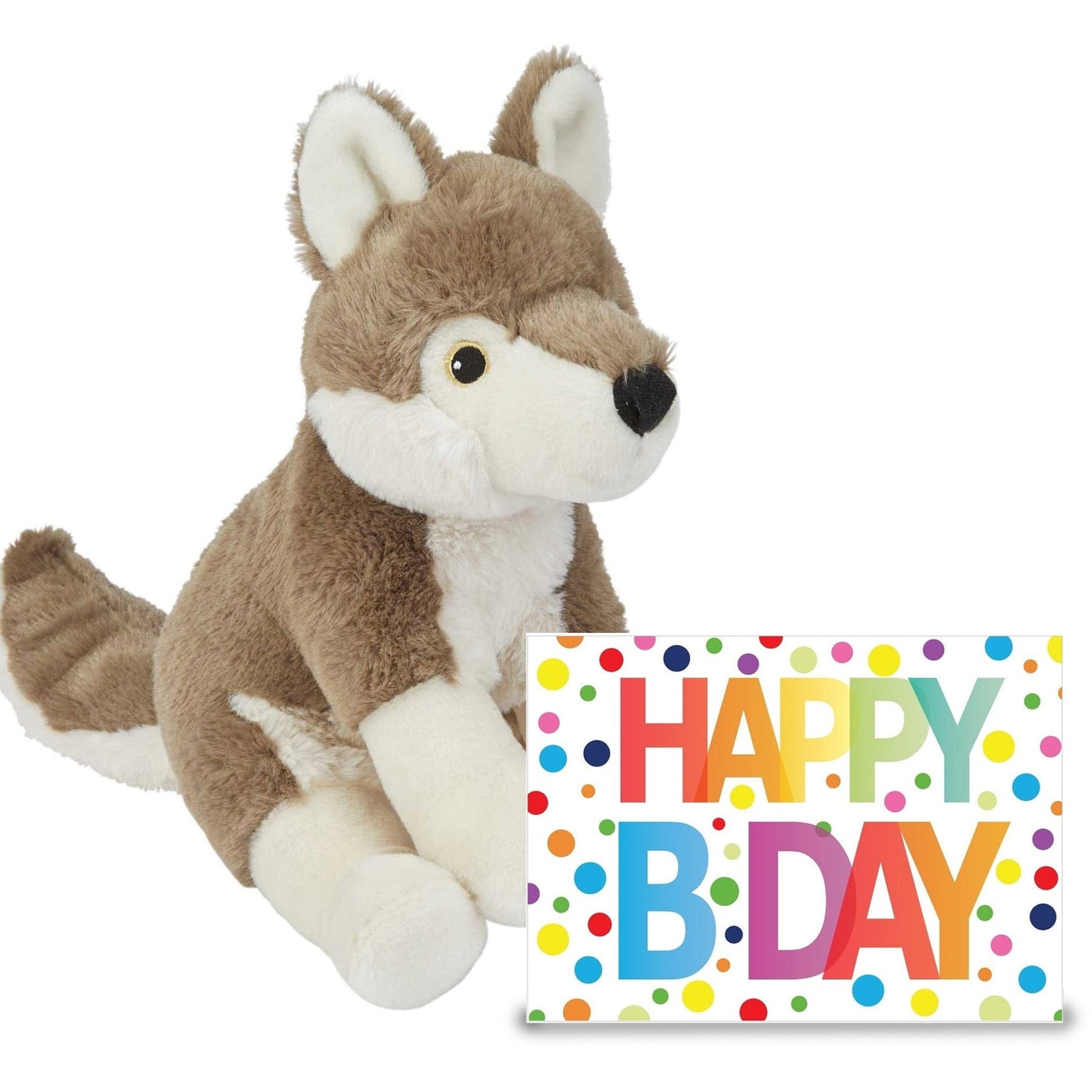 Verjaardag cadeau wolf - pluche - 23 cm - met kaart - Pluchen speelgoed
