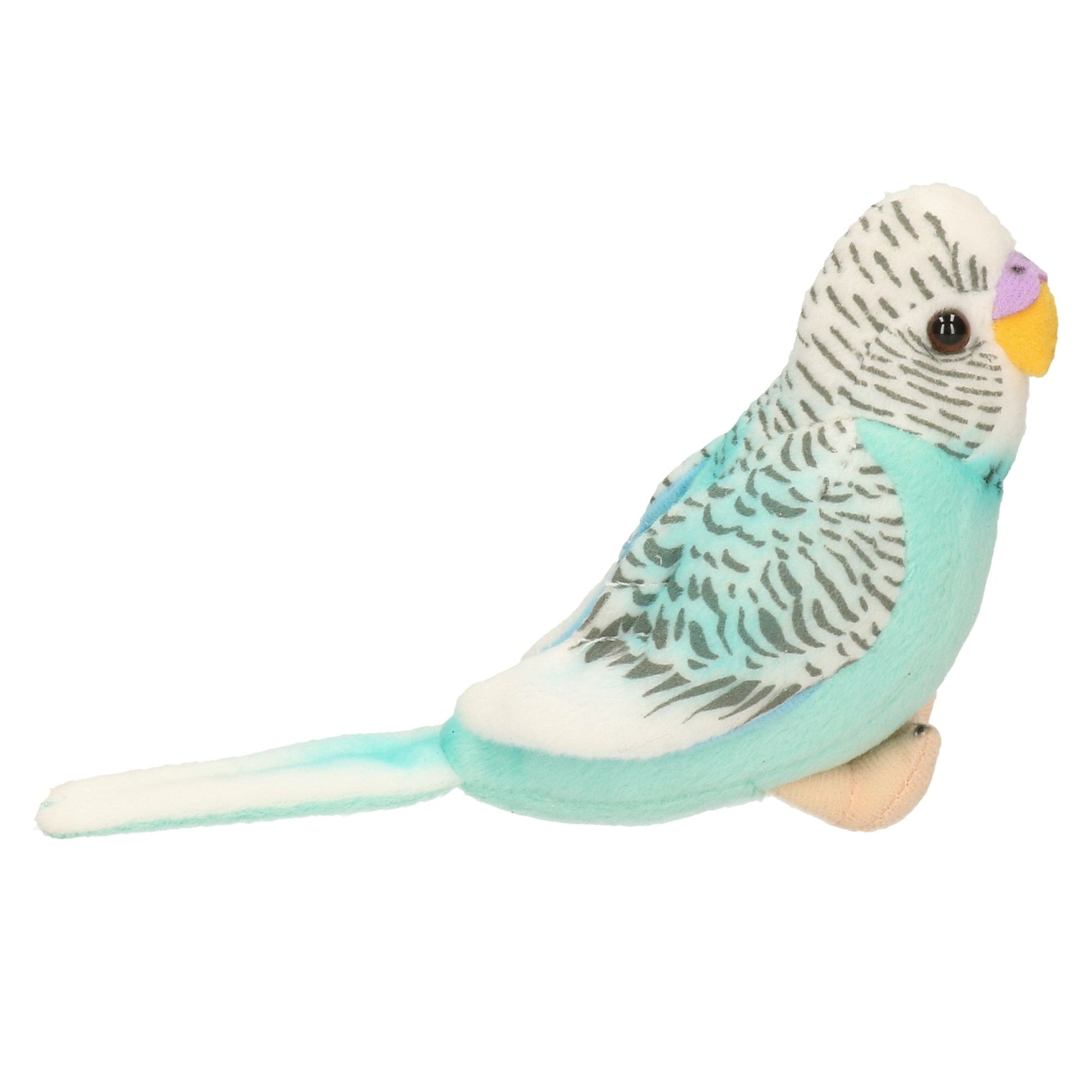 Living Nature grasparkiet knuffel - blauw - met geluid - 14 cm - Pluchen speelgoed