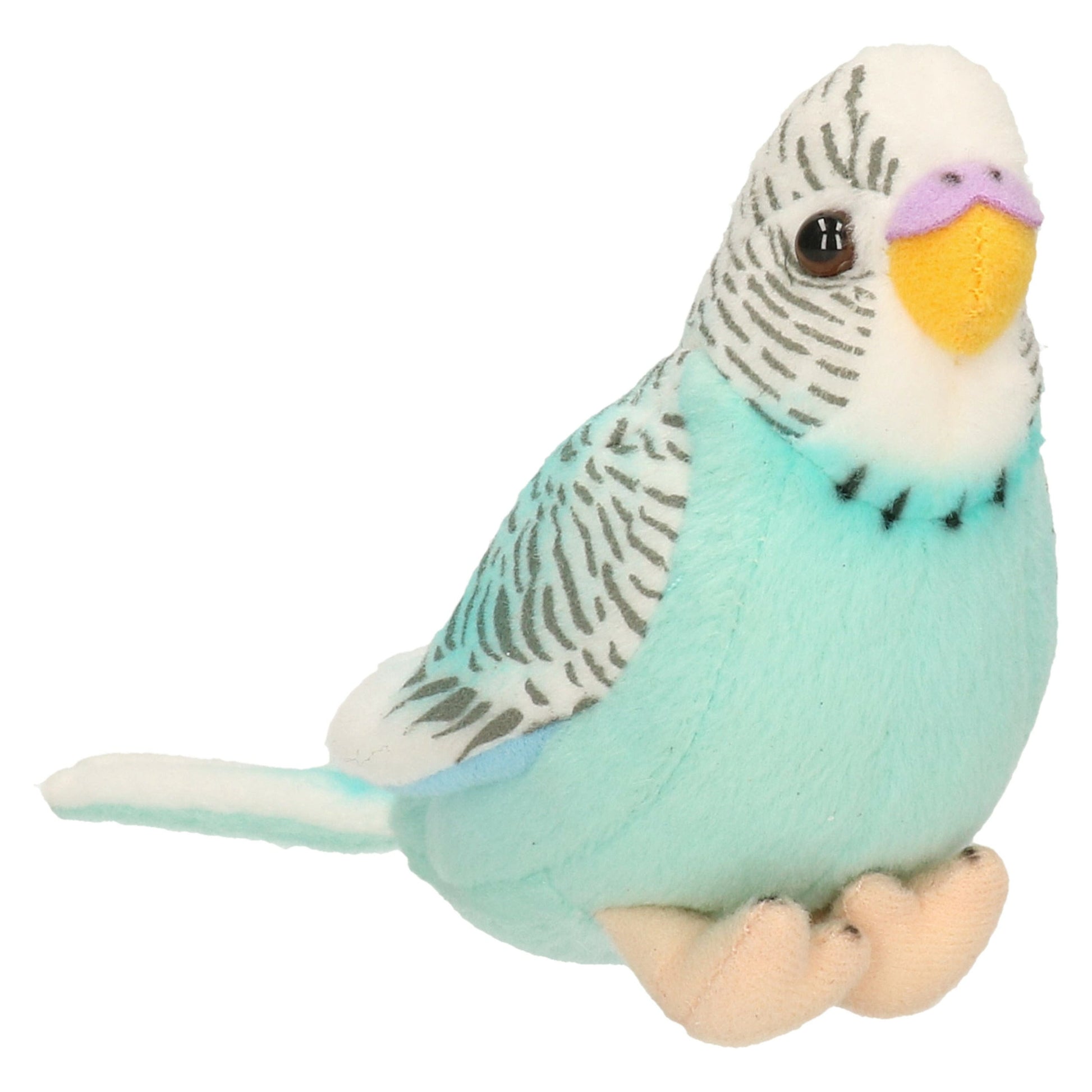 Living Nature grasparkiet knuffel - blauw - met geluid - 14 cm - Pluchen speelgoed