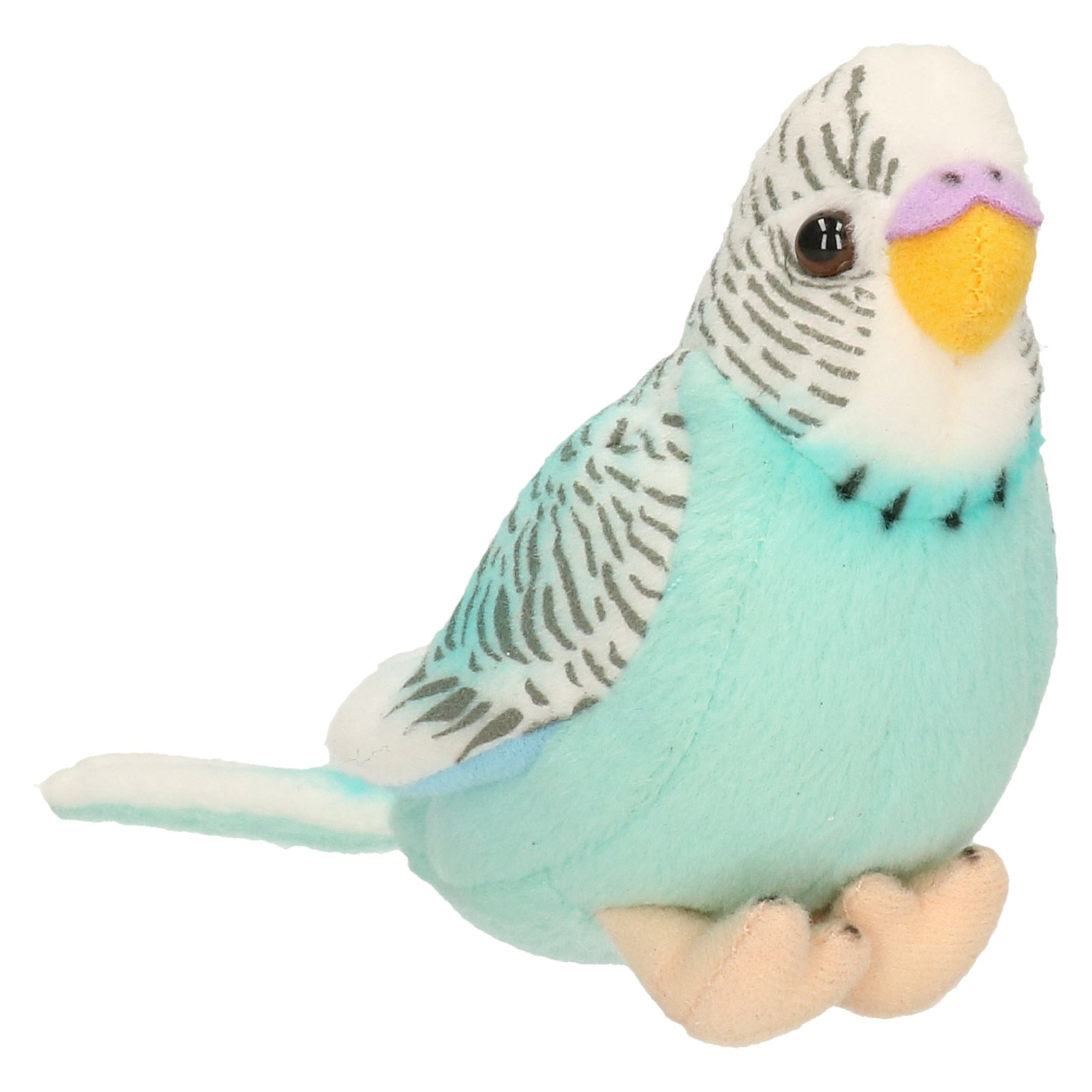 Living Nature grasparkiet knuffel - blauw - met geluid - 14 cm - Pluchen speelgoed