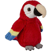 Pluche papegaai knuffel - rood - macaw - 15 cm - Pluchen speelgoed