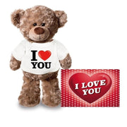 Teddybeer knuffel - pluche - 24 cm - met shirt - A5-kaart - Pluchen speelgoed
