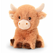 Keel Toys koe knuffel - pluche - bruin - zittend - 25 cm - Pluchen speelgoed