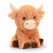 Keel Toys pluche koe knuffel - bruin - zittend - 18 cm - Pluchen speelgoed