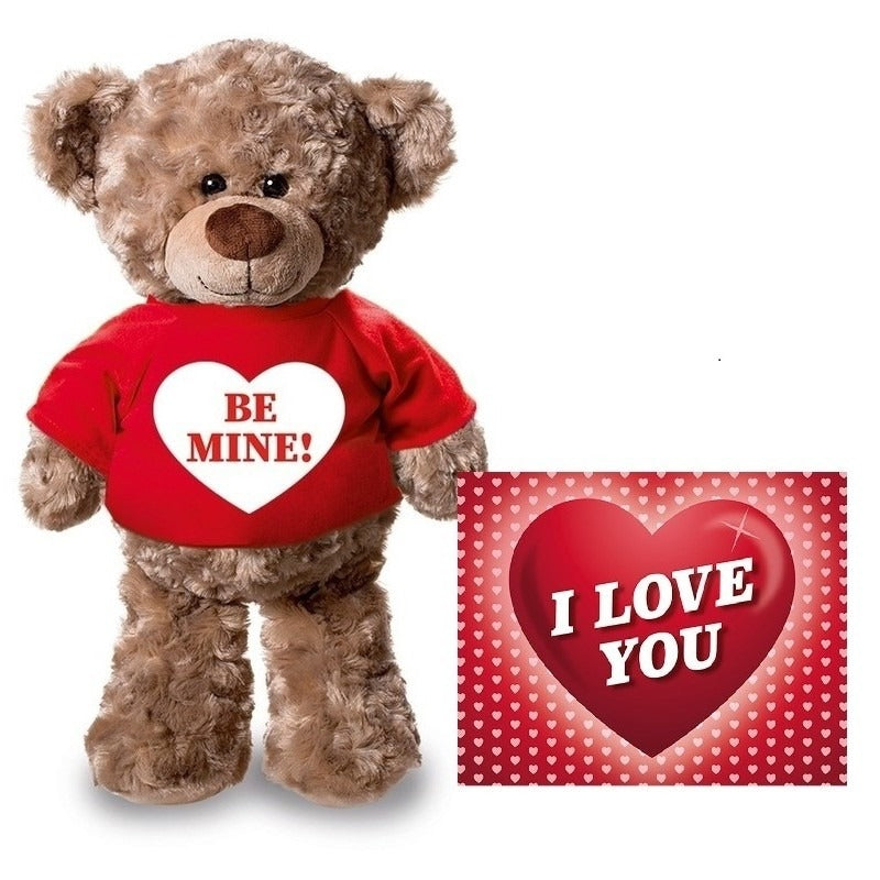 valentijnskaart-en-knuffelbeer-24-cm-be-mine-rood-shirt_10134941