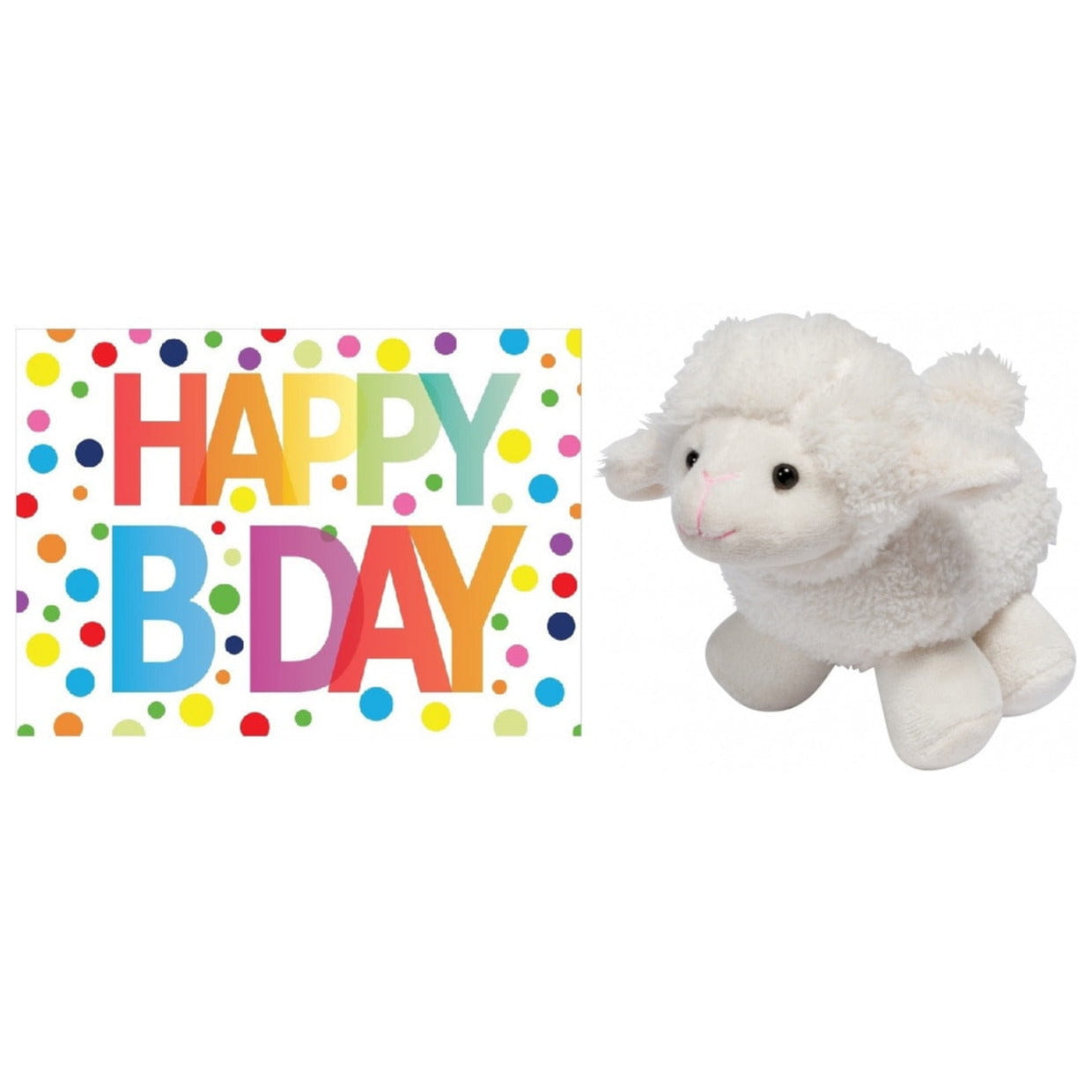 Pluche lammetje/schaap - 16 cm - met verjaardagskaart - Pluchen speelgoed