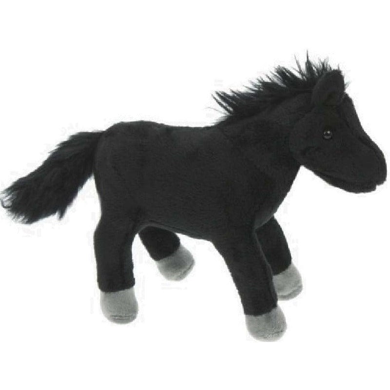 Cornelissen knuffel paard - pluche - zwart - 25 cm - boerderijdier - Pluchen speelgoed