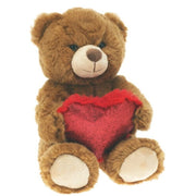 Donkerbruine teddybeer met hartje - pluche - 26 cm - Pluchen speelgoed