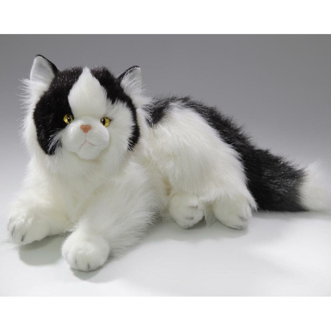 CarlDick perzische kat knuffel - pluche - 30 cm - wit/zwart - kat - Pluchen speelgoed