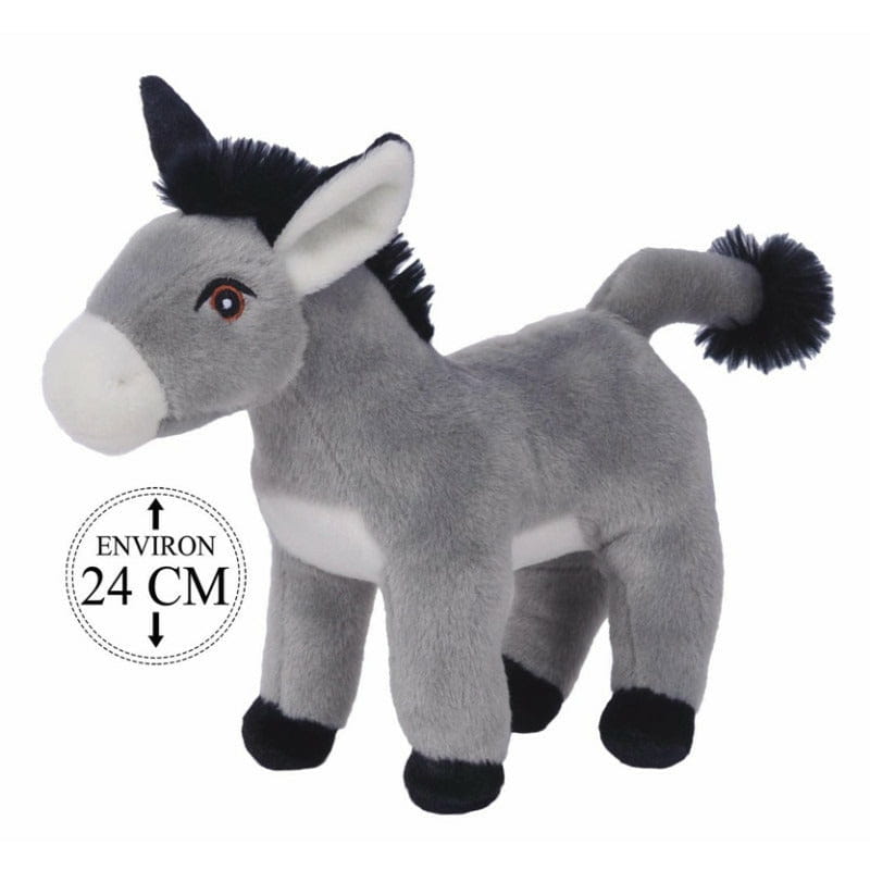 Ezel Henkie knuffel - pluche - grijs - 24 cm - dierenknuffel - Pluchen speelgoed