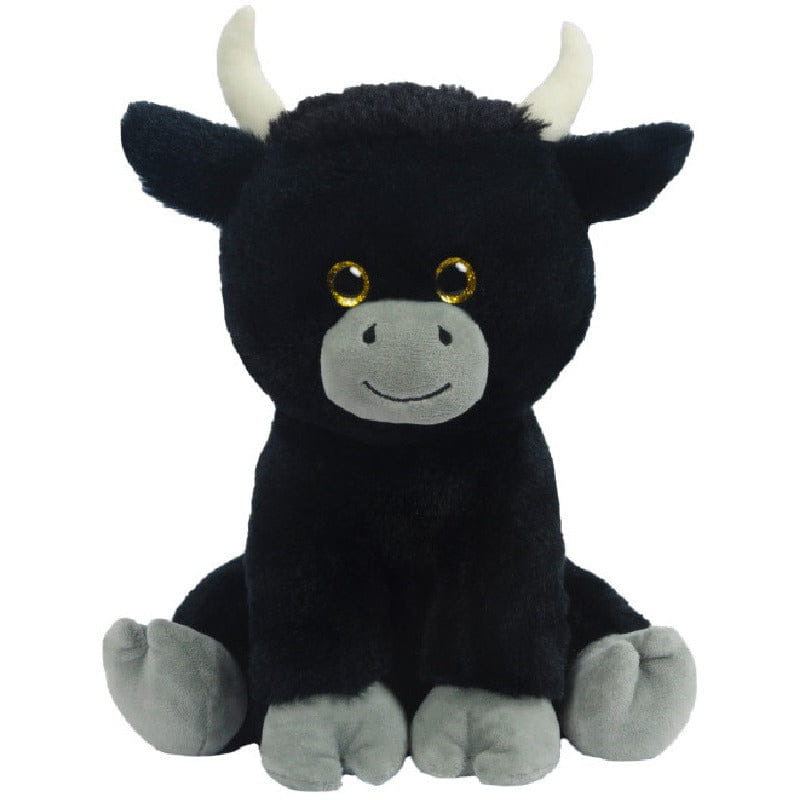 Herman stier/koe knuffel - pluche - zwart - 24 cm - Pluchen speelgoed