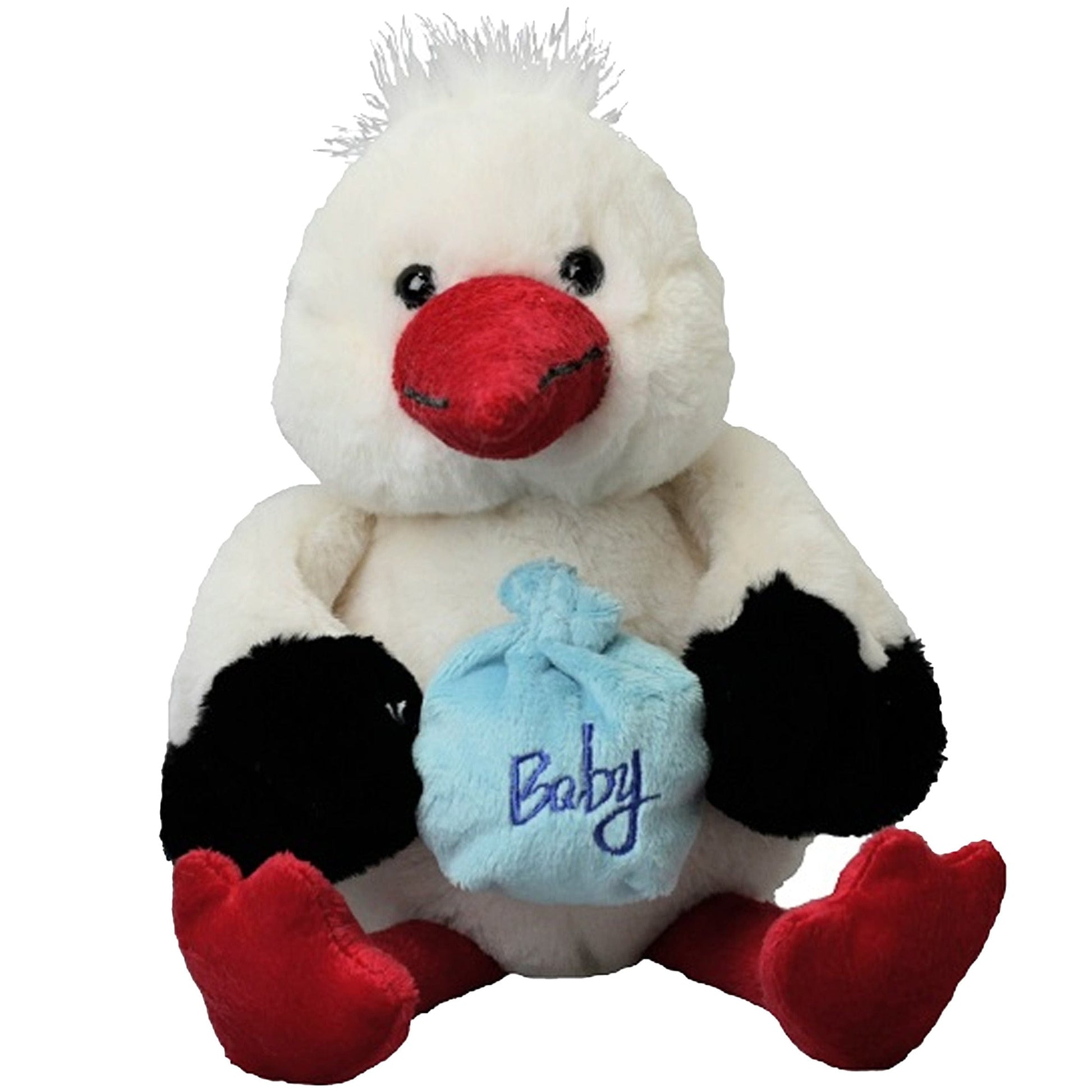 Inware ooievaar knuffel - pluche - blauw - staand - 21 cm - Pluchen speelgoed