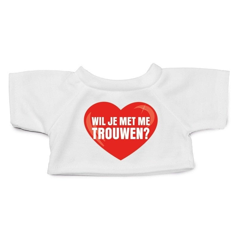 Knuffel T-shirt wil je met me trouwen - wit - XL - Clothies - Pluchen speelgoed