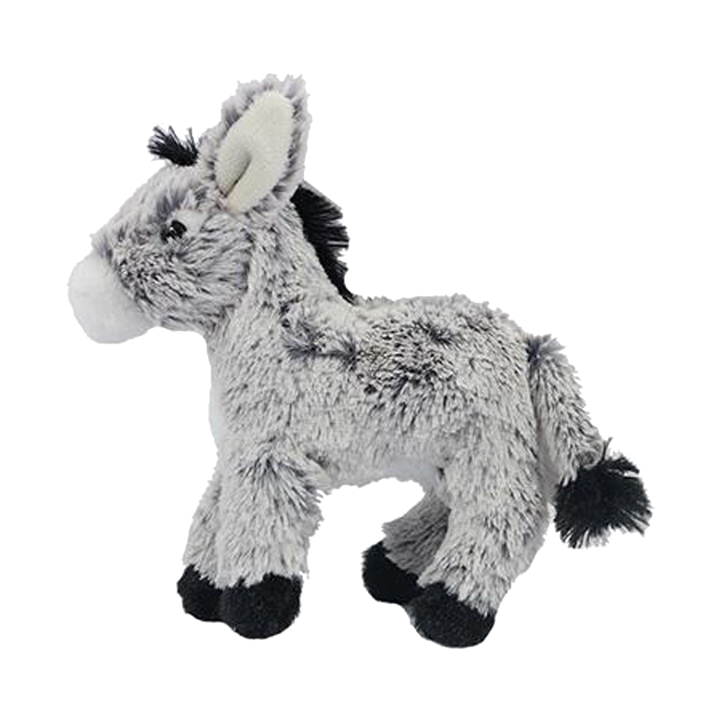Knuffeldier ezel - pluche - grijs - 16 cm - dierenknuffel - Pluchen speelgoed