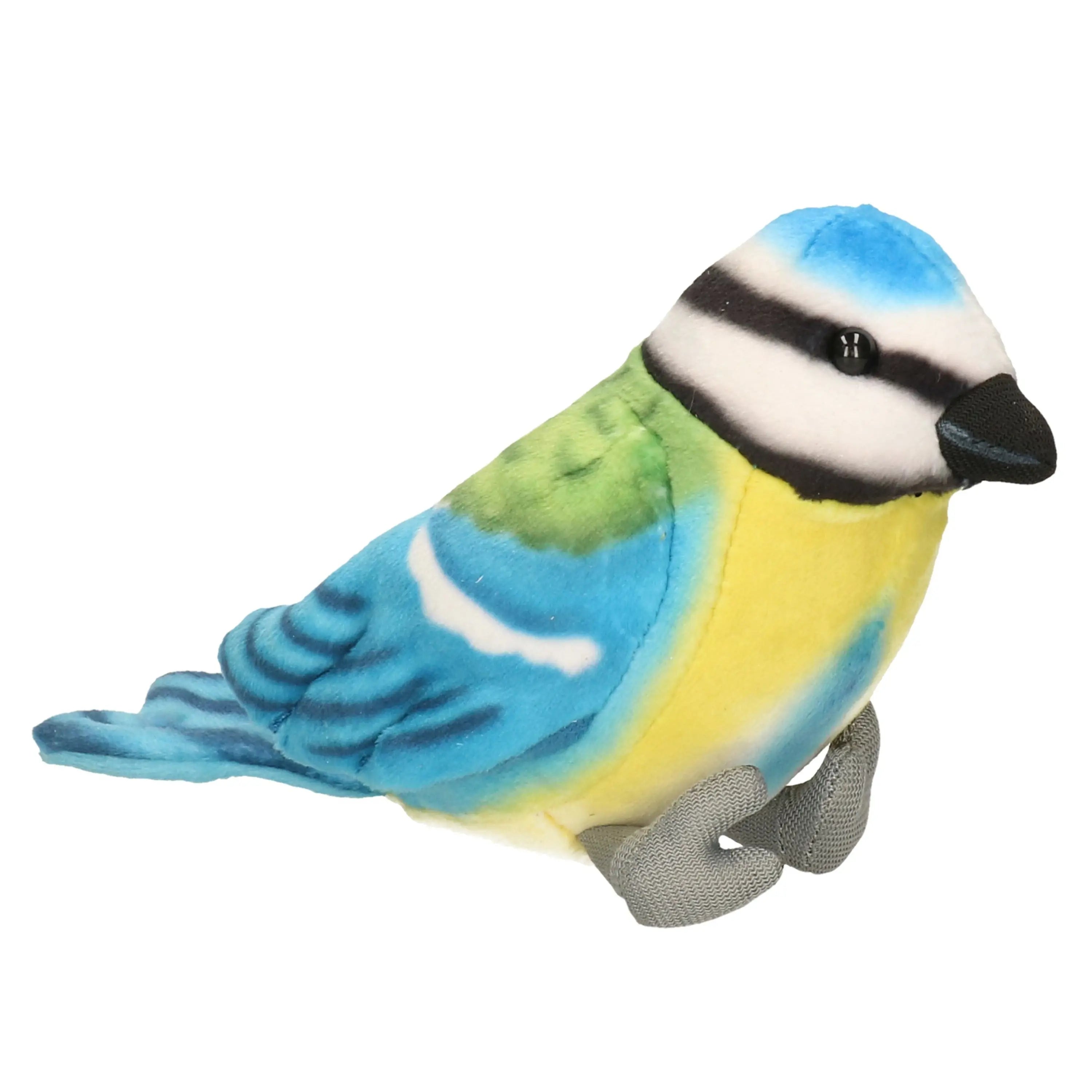 Pimpelmees knuffel - pluche - blauw/geel - 10 cm - Pluchen speelgoed