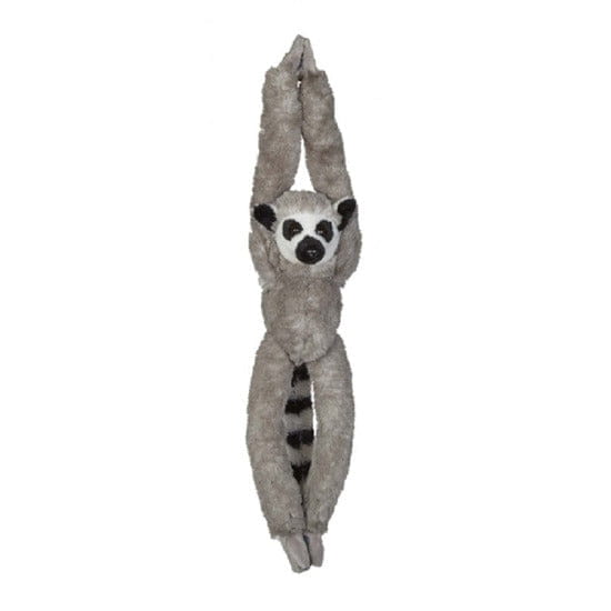 Ringstaart maki knuffel - pluche - grijs - 65 cm - hangend - Pluchen speelgoed