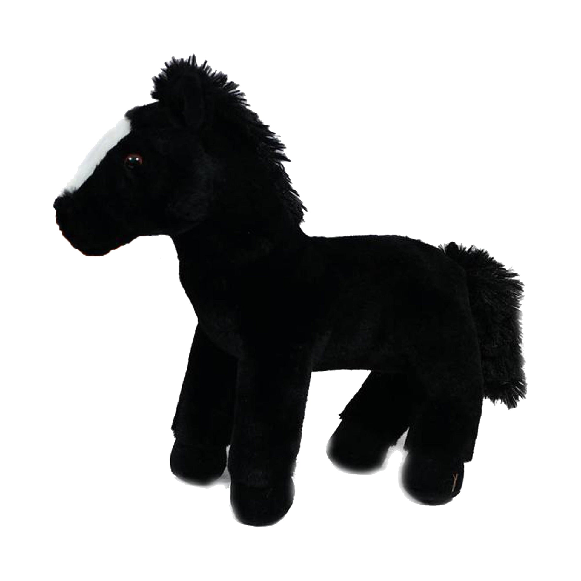 Winston paard knuffel - pluche - zwart - 30 cm - Pluchen speelgoed