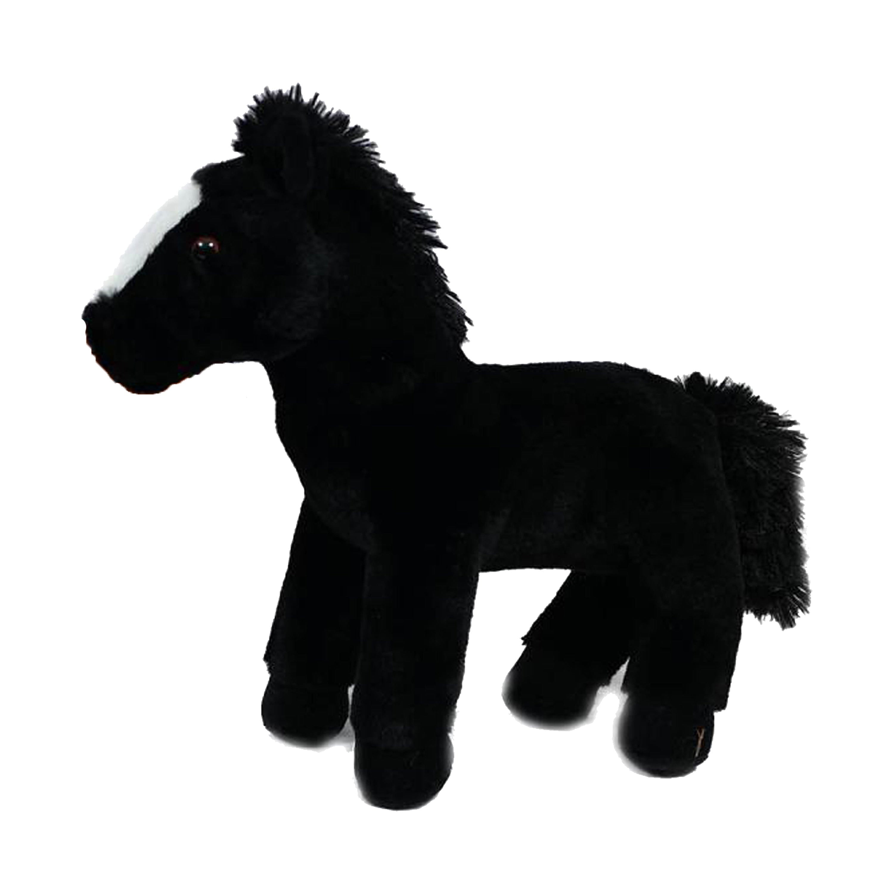 Winston paard knuffel - pluche - zwart - 30 cm - Pluchen speelgoed